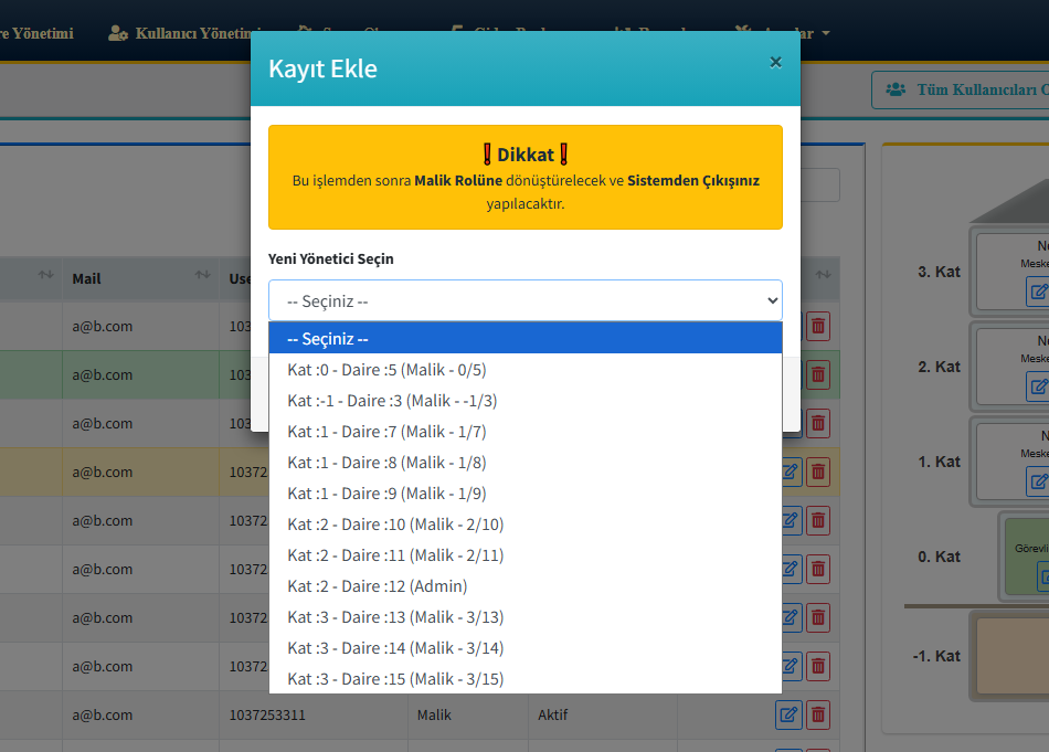 Yönetici Değiştir